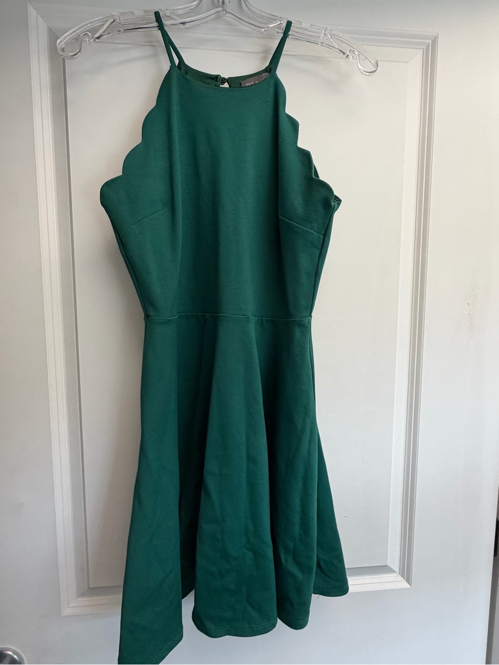 Emerald Green Scalloped Halter Dress